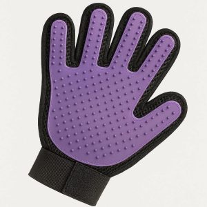 11 Breathable Mesh Pet Grooming Mitt for Cats and Dogs Lightweight Hair Remover Glove with Soft Silicone Tips for Sensitive Skin Grooming Purple