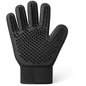 12 Heavy Duty Rubber Pet Hair Remover Mitt for Grooming and Bathing Waterproof Deshedding Glove for Large Dogs with Thick Coats and Undercoats Black