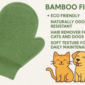 16 Bamboo Fiber Pet Grooming Mitt Eco Friendly Naturally Odor Resistant Hair Remover for Cats and Dogs Soft Texture for Daily Maintenance Green