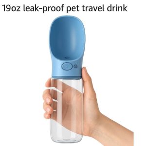 17 Portable Dog Water Bottle for Walking 19oz Leak Proof Pet Travel Drink Dispenser with Food Grade Plastic and One Hand Operation Blue