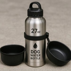 20 Large Capacity Dog Water Bottle 27oz Stainless Steel Pet Travel Flask with Detachable Bowl and Insulated Design for Cold Water Outdoor Use