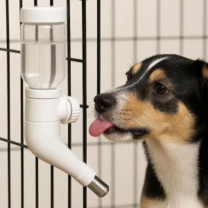 22 Automatic Dog Water Bottle for Crate and Travel Portable Hanging Pet Dispenser with No Drip Stainless Steel Valve for Small and Medium Dogs