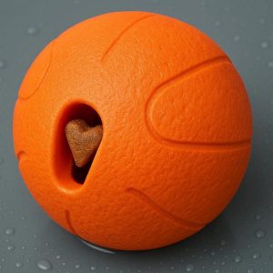 26 Durable Natural Rubber Dog Ball Toy with Treat Dispensing Slot Non Toxic Floating Fetch Ball for Aggressive Chewers and Outdoor Play Orange