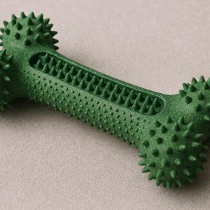 Textured Rubber Dog Chew Toy for Dental Care Hard Spiky Bone for Aggressive Chewers Removing Plaque and Tartar Stress Relief Green Color