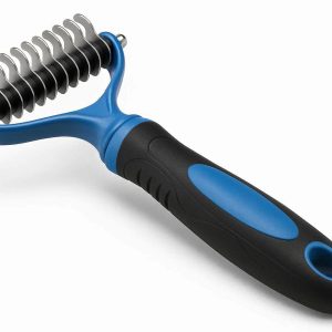 3 Undercoat Rake for Dogs and Cats 2 Sided Dematting Tool for Easy Mats and Tangles Removal Extra Wide Grooming Comb for Large Breeds Blue